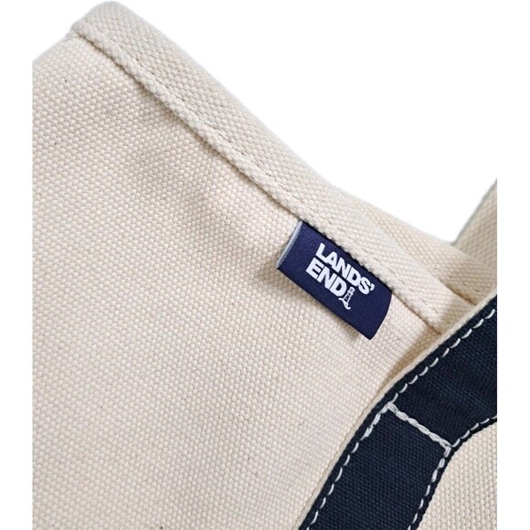 Lands End Canvas Boat Tote Beach Travel Bag Blue Large Delco Pennsylvania - Picture 8 of 13